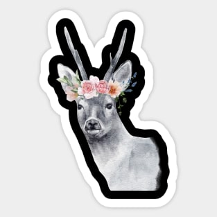 Wild Deer Roa Doe Elk Spirit Floral Head Wildlife Rescue Sticker